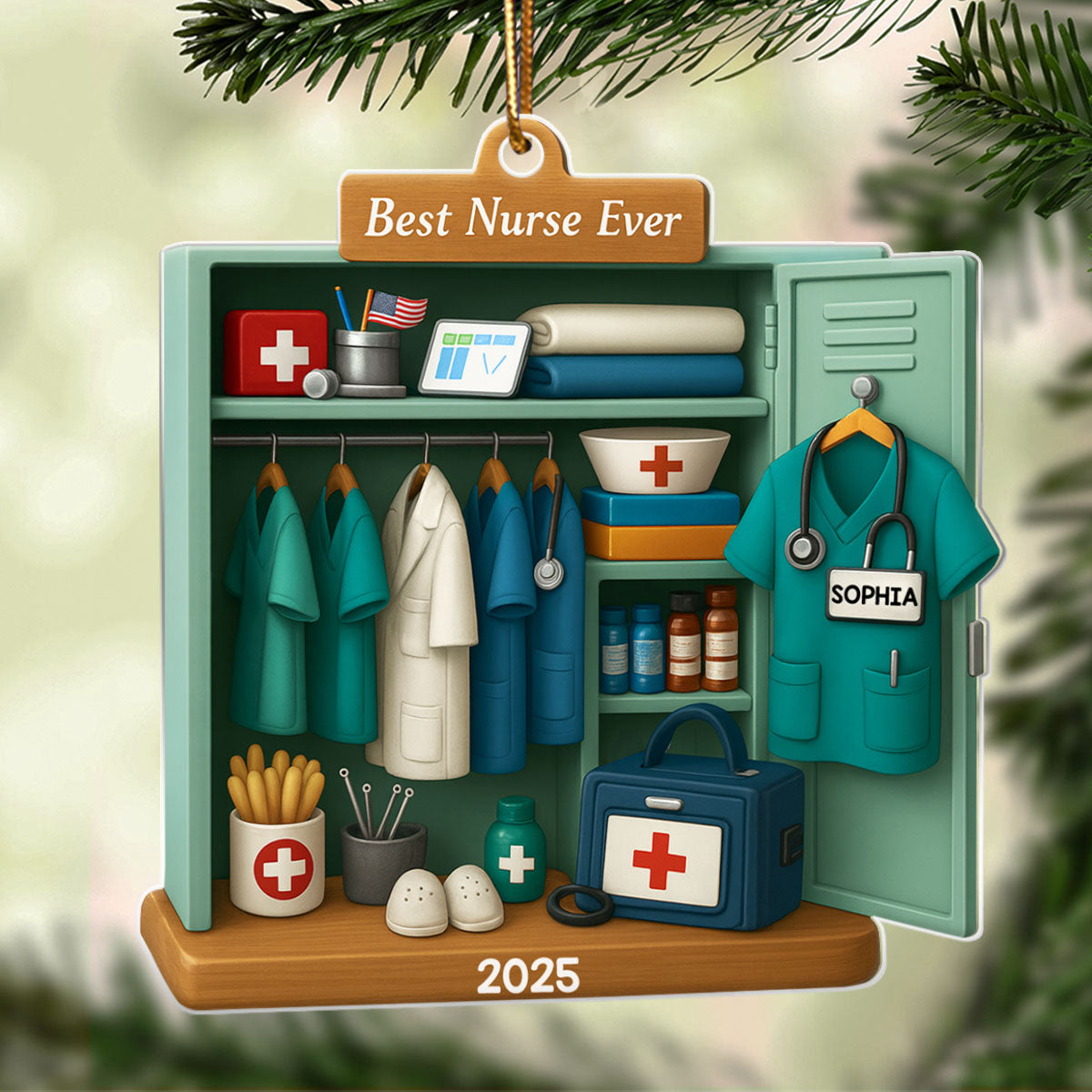 Best Nurse Ever - Personalized Acrylic Ornament - Christmas Gift for Nurse