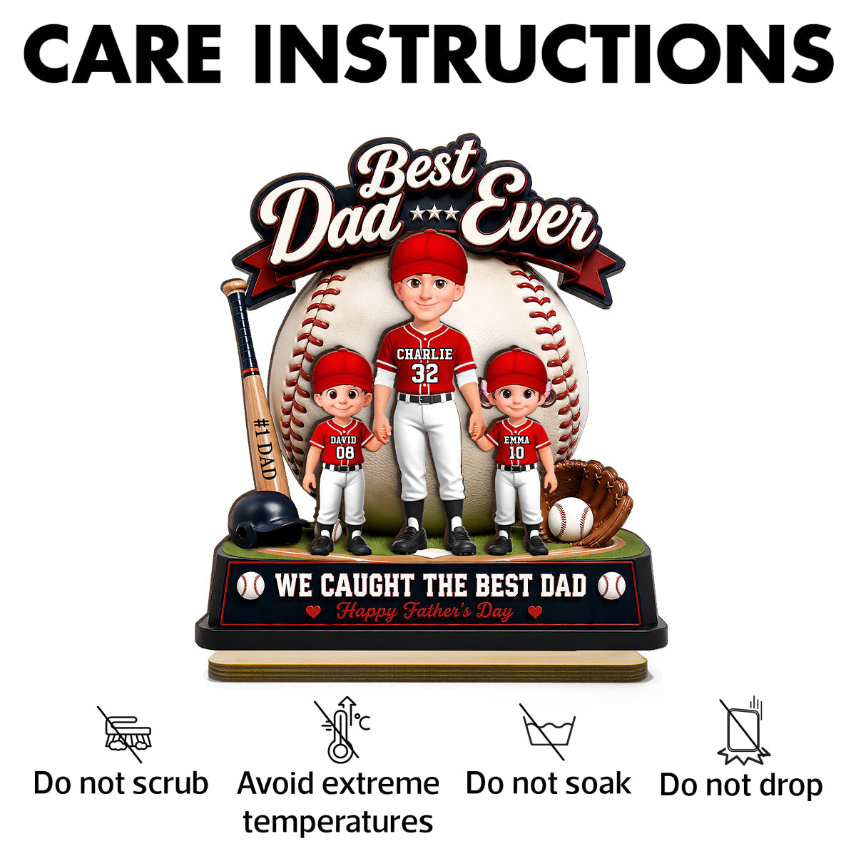 The Home Run Hero Dad Baseball - Personalized 2-Layered Wooden Plaque - Heartfelt Gift For Dad, Husband