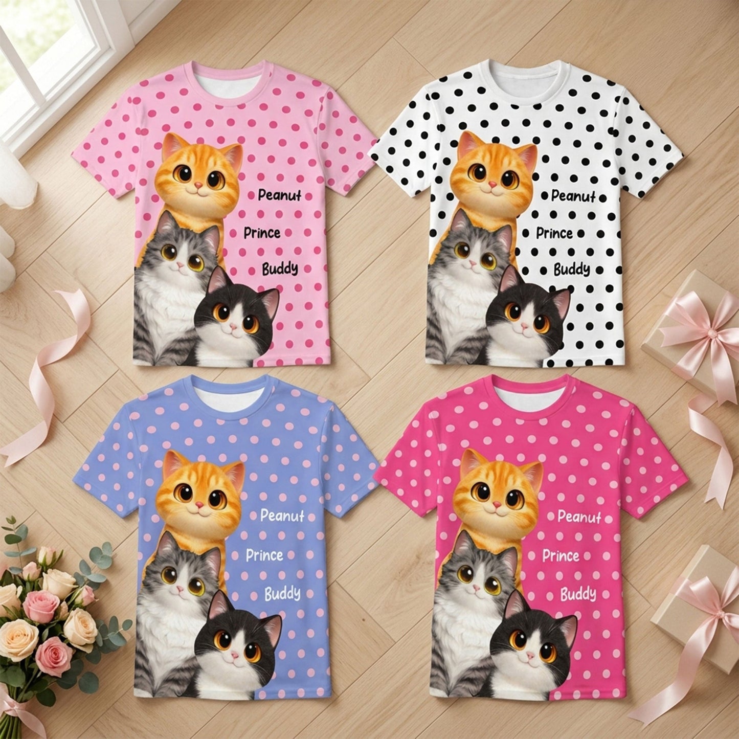 Trendy 2026 Style Polka Dot Cat Mom - Personalized Shirt - Trending Gift For Cat Mom