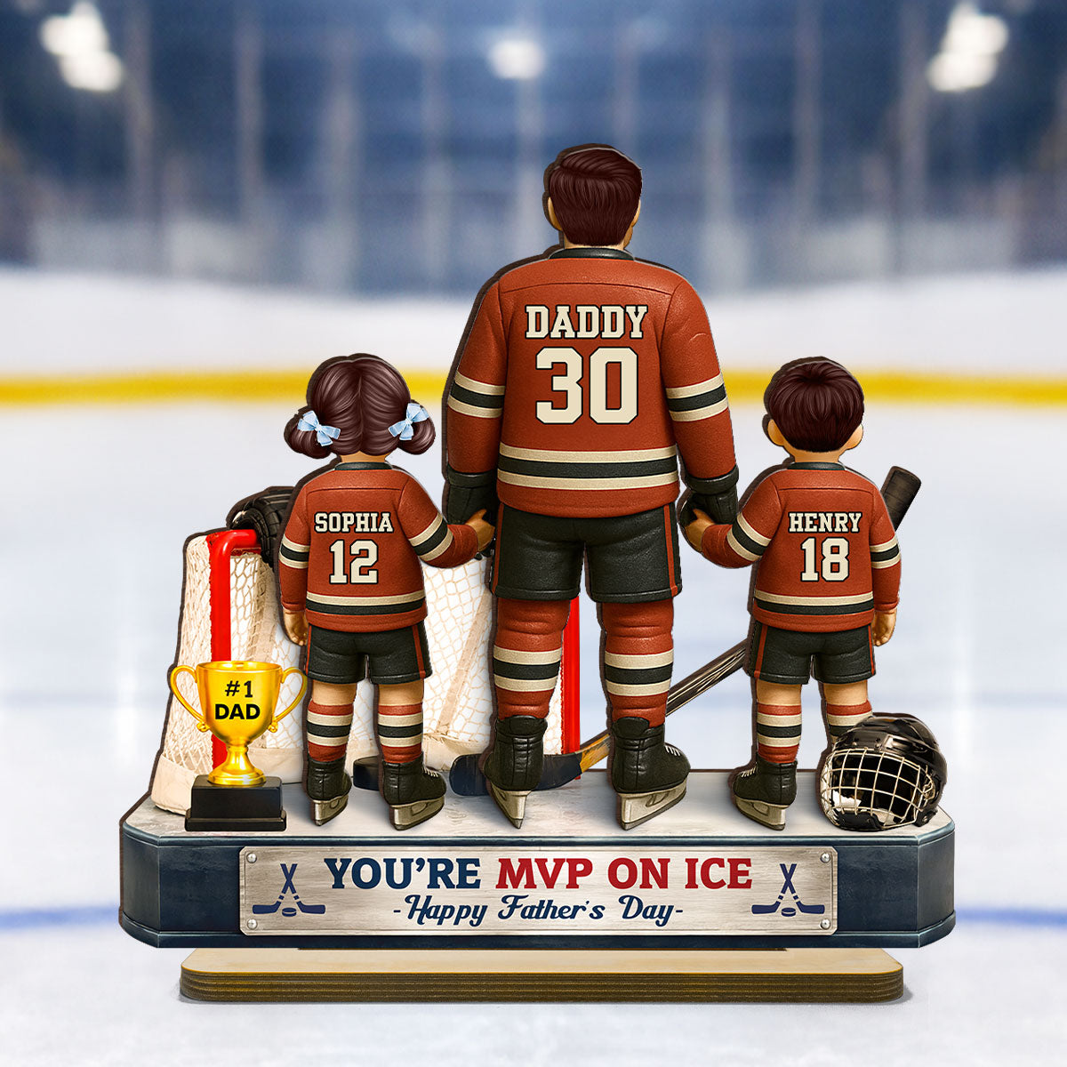 You're MVP On Ice Hockey Dad - Personalized 2-Layered Wooden Plaque - Gift For Hockey Dad, Gift For Husband