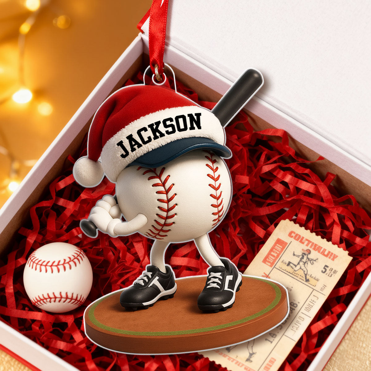 Baseball Player Cartoon 3D Effect - Personalized Acrylic Ornament - Christmas Gift For Teen Boy, Girl, Daughter, Son