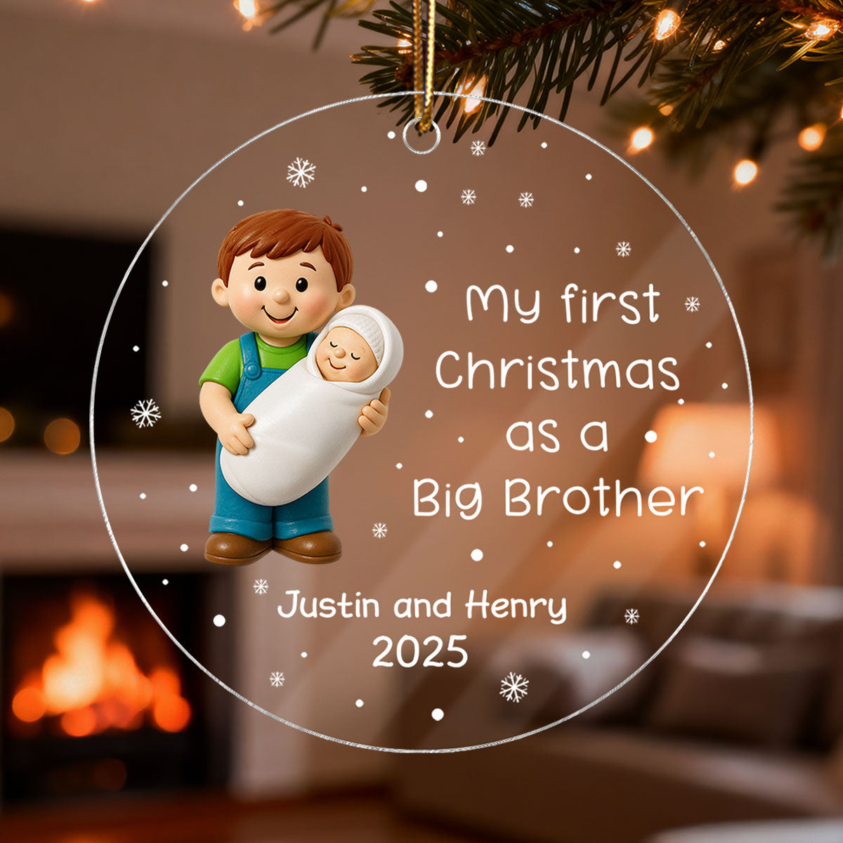 My First Christmas As Big Sister Big Brother - Personalized Acrylic Ornament - Proud New Big Siblings Gift