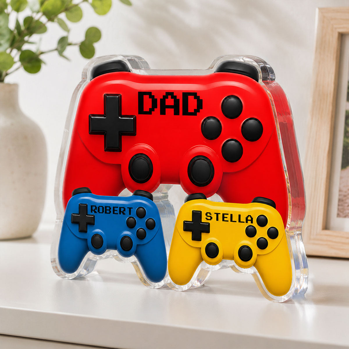 Gamer Dad Controllers - Personalized Acrylic Block Plaque -  Gift For Dad, Husband, Gamers