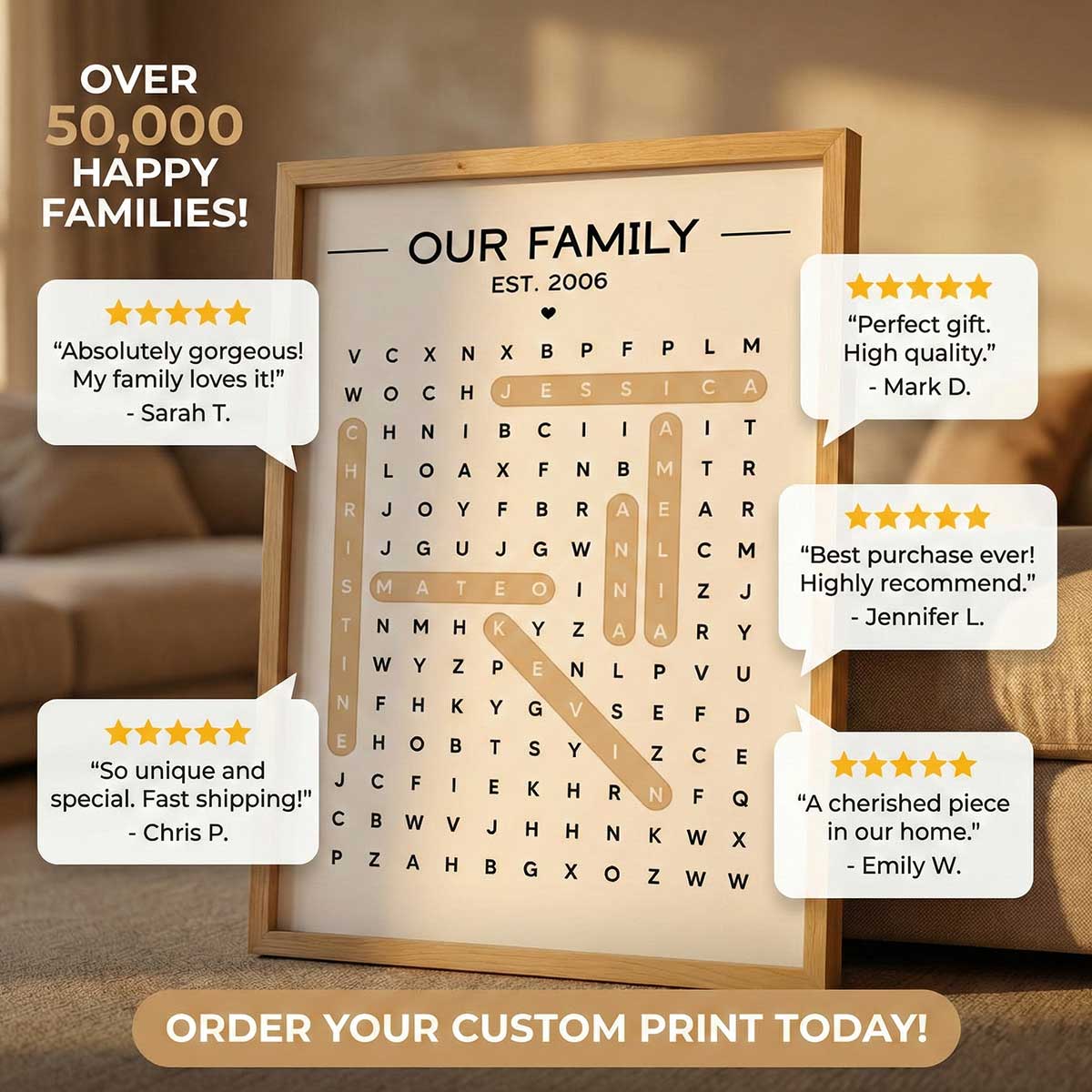 Our Family Word Search Puzzle Created In A Moment, Treasured Forever - Personalized Poster