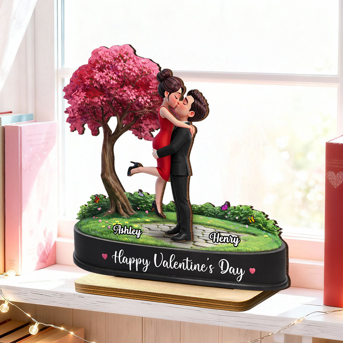 My Favorite Place is Inside Your Hug Couple Kissing - Personalized 2-Layered Wooden Plaque - Valentine's Day Gift for Her, for Him