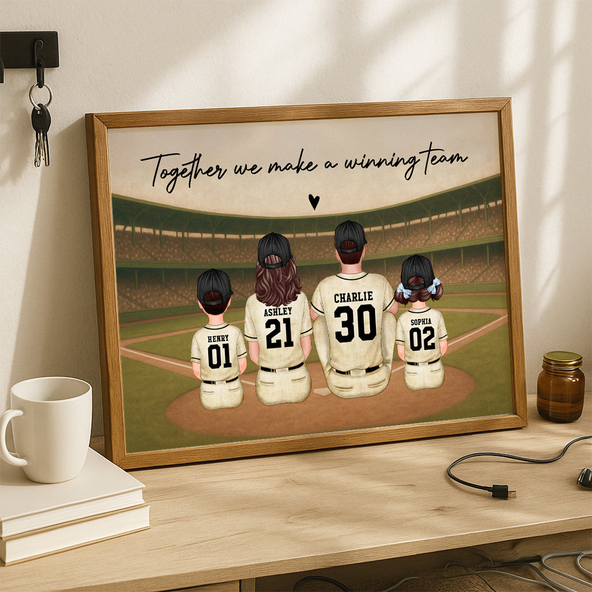 Retro Vintage Baseball Family Personalized Poster