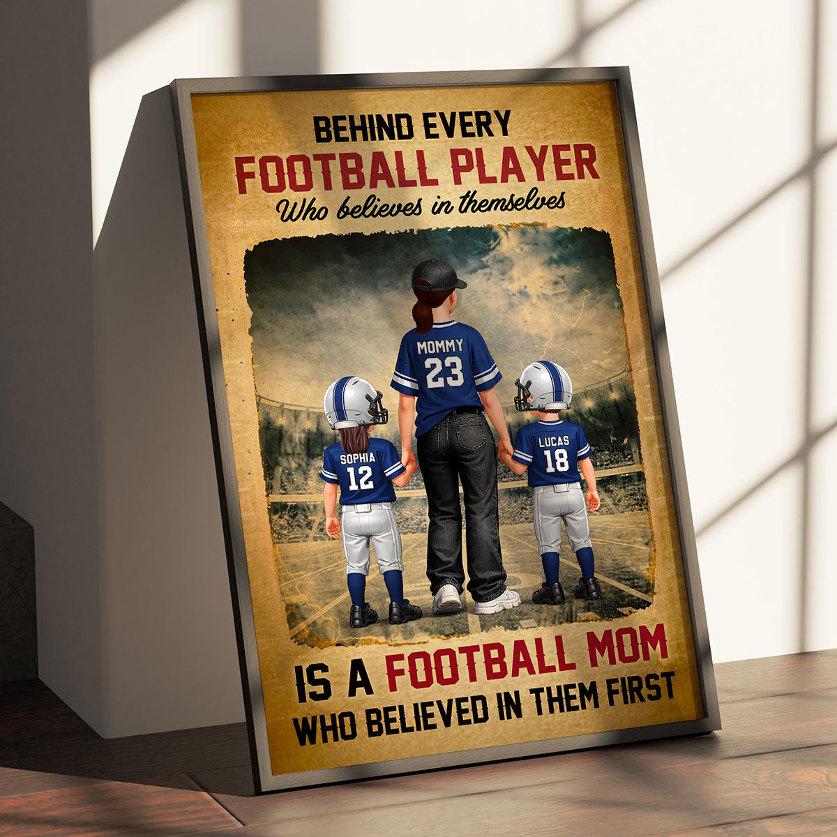 Behind Every Football Player Is A Football Mom - Personalized Poster - Heartfelt Gift For Football Mom