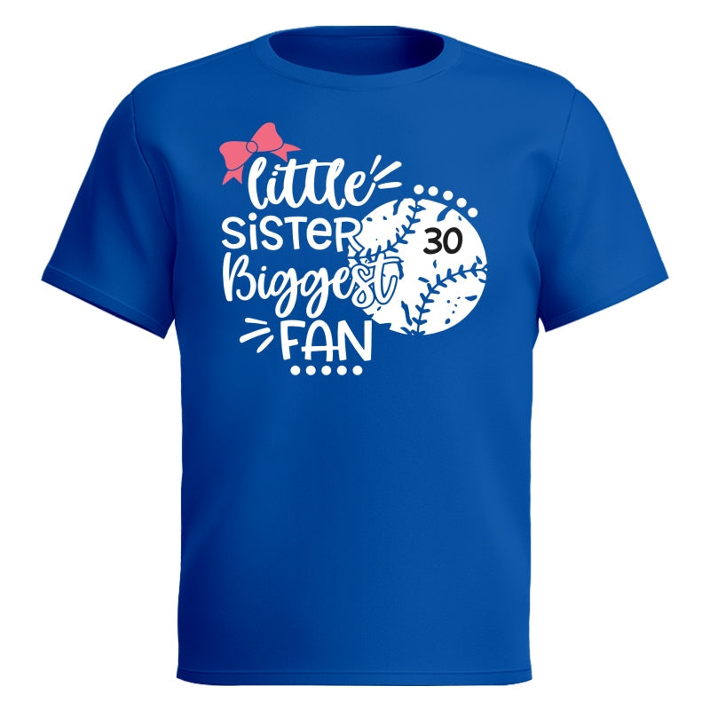 Little Sister Little Brother Biggest Fan - Personalized Kid Shirt - Baseball Little League Game Day Dark Color Shirt