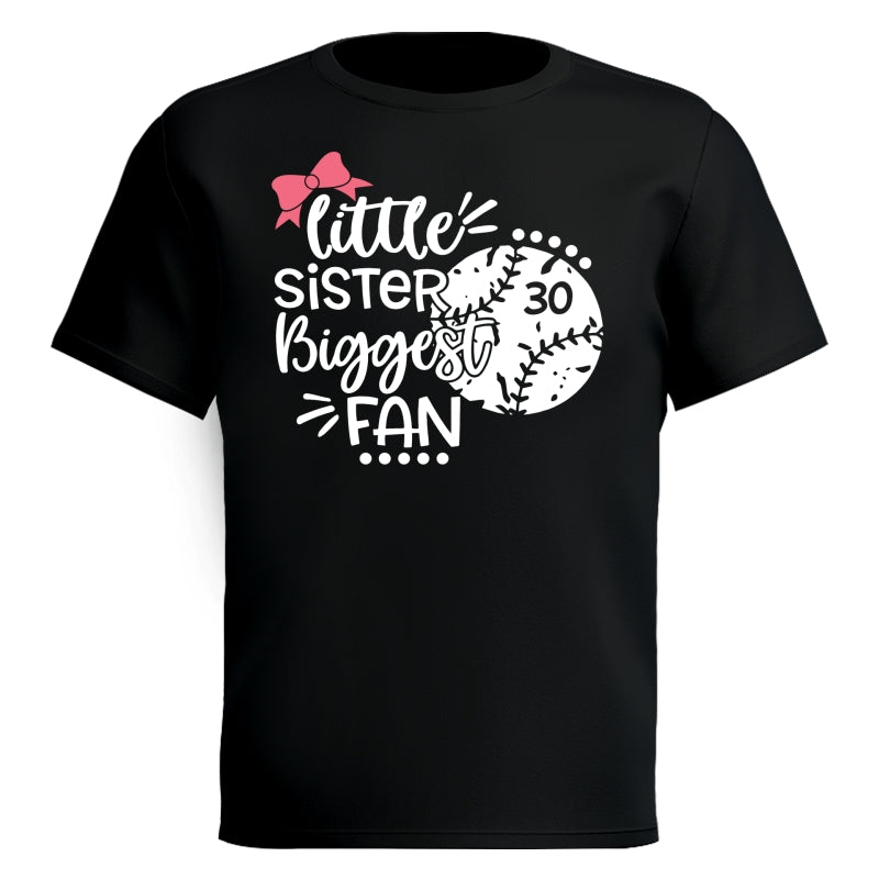 Little Sister Little Brother Biggest Fan - Personalized Kid Shirt - Baseball Little League Game Day Dark Color Shirt