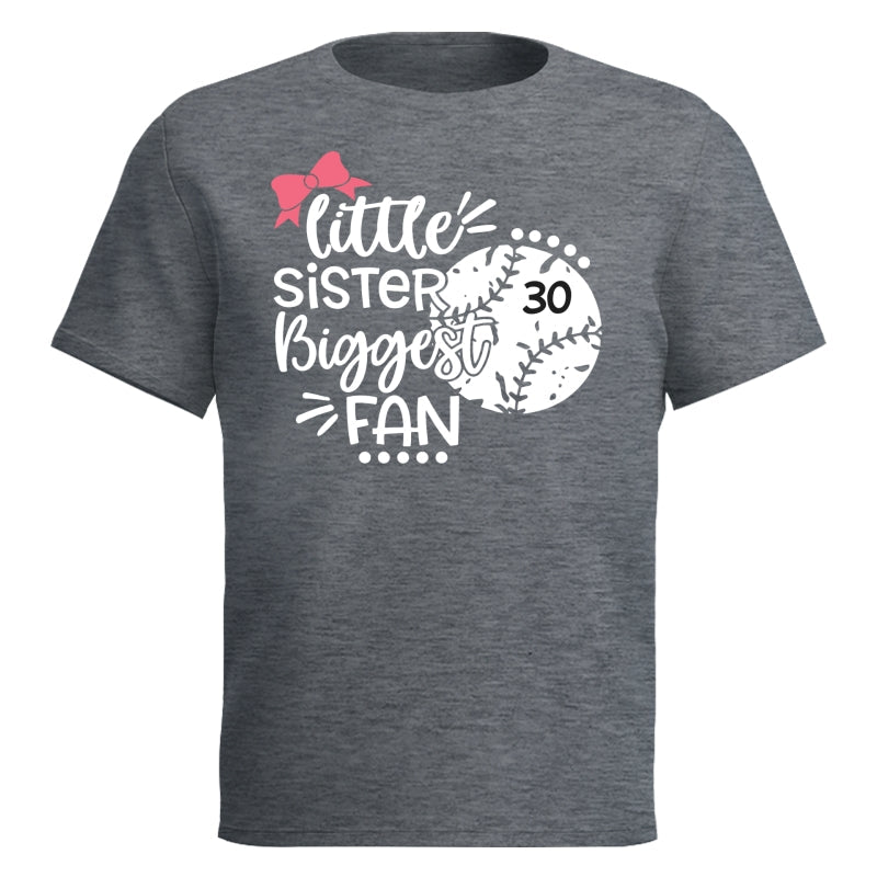 Little Sister Little Brother Biggest Fan - Personalized Kid Shirt - Baseball Little League Game Day Dark Color Shirt