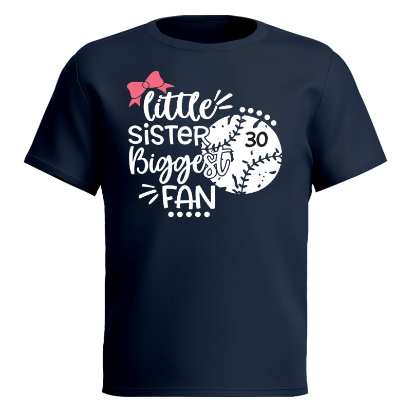 Little Sister Little Brother Biggest Fan - Personalized Kid Shirt - Baseball Little League Game Day Dark Color Shirt