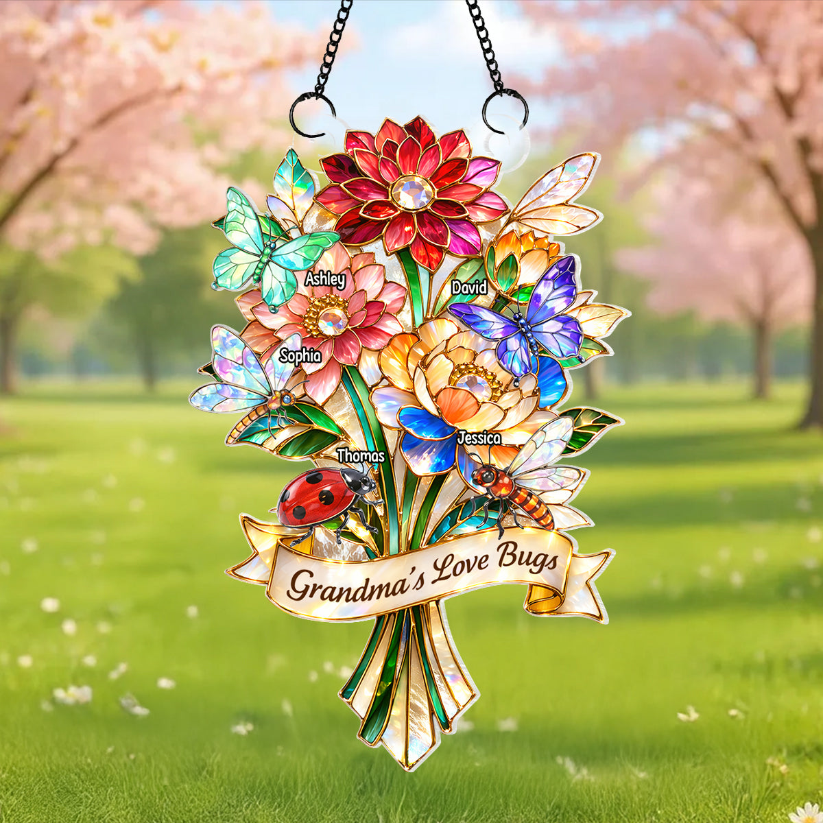 Grandma's Love Bugs - Personalized Suncatcher Ornament - Heartfelt Mother's Day Gift for Grandma