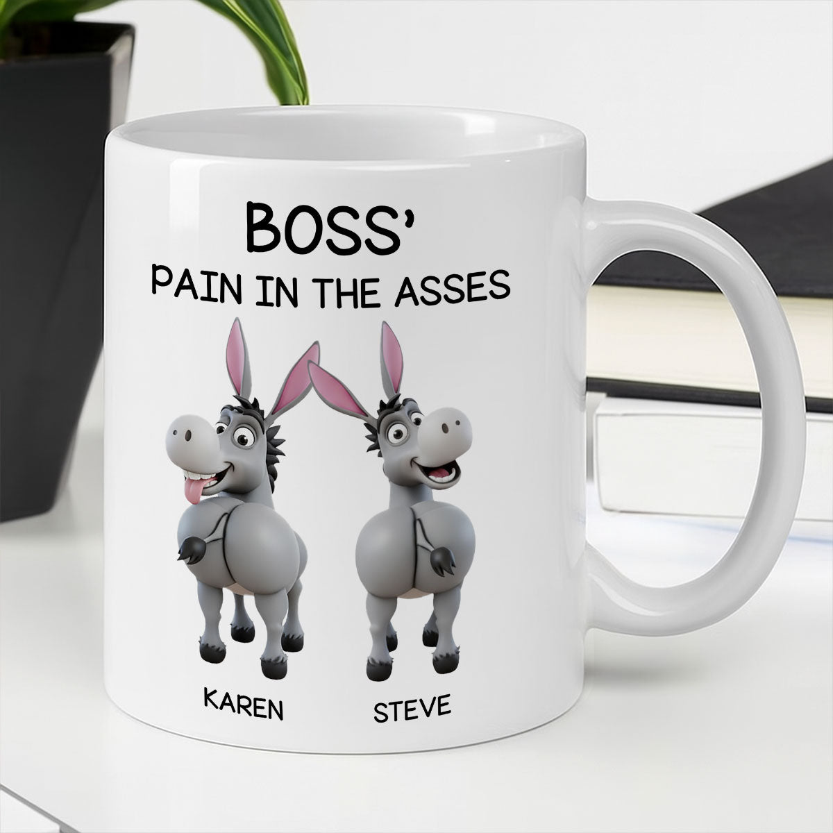Funny Boss Christmas Pain in the Asses - Personalized Mug - Custom Employee Gift Exchange, White Elephant Gift