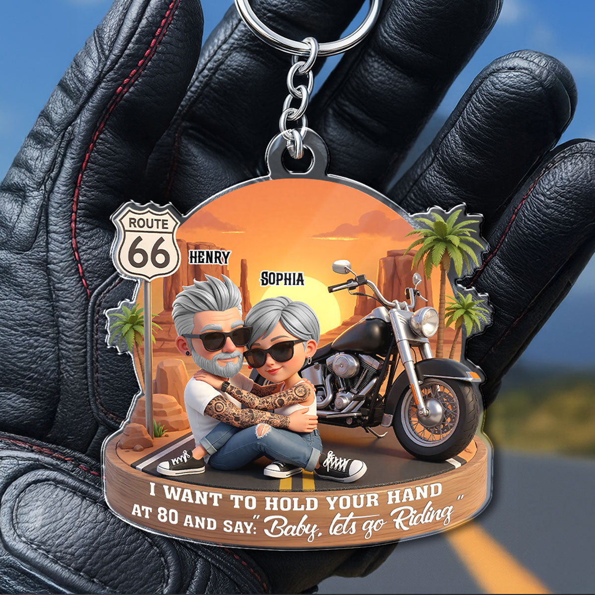 Baby Let's Go Riding Biker Couple - Personalized Acrylic Keychain - Sentimental Gift for him, for her