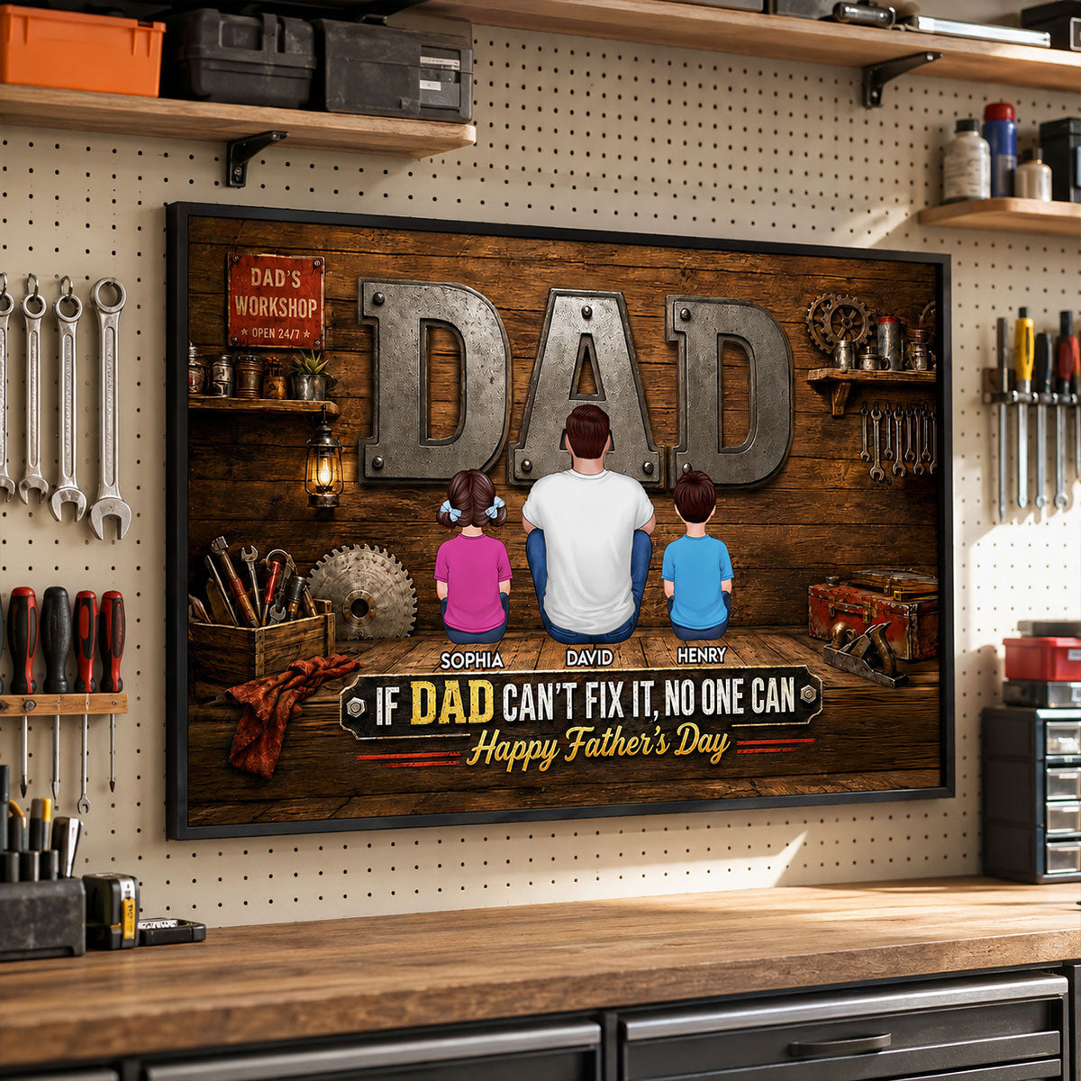 If Dad Can't Fix It No One Can - Personalized Poster - Father's Day Gift For Dad, Husband, DIY Dad, Handyman