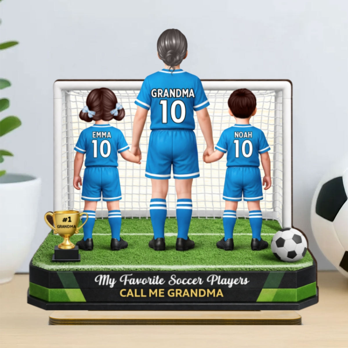 My Favorite Soccer Player Calls Me Grandma - Personalized 2-Layered Wooden Plaque - Heartfelt Gift For Grandma