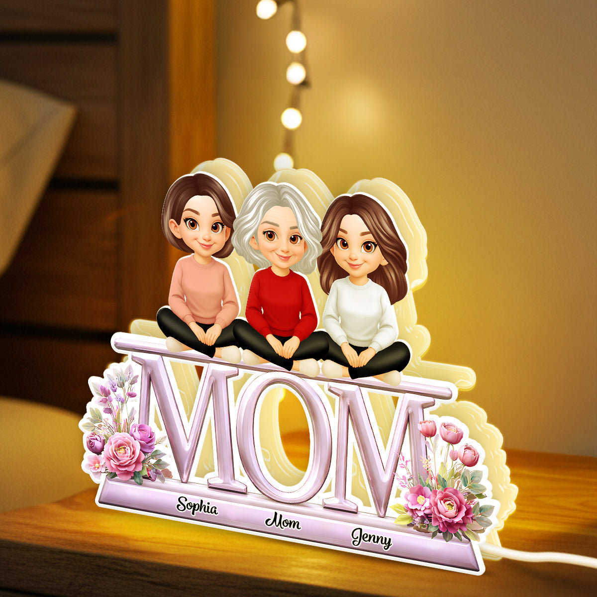 Lovely Mom And Kids - Personalized Light Box - Heartfelt Gift For Mom, Grandma