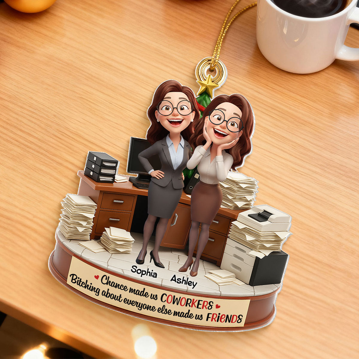 Chance Made Us Coworkers - Personalized Acrylic Ornament - Funny Christmas Gift for Work Besties