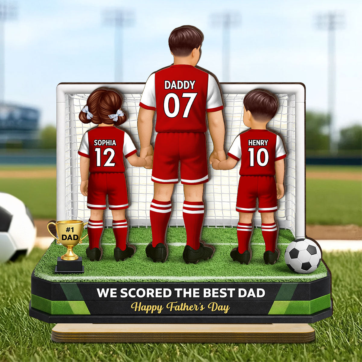 We Scored The Best Dad Soccer - Personalized 2-Layered Wooden Plaque - Heartfelt Gift For Soccer Dad, Gift For Husband