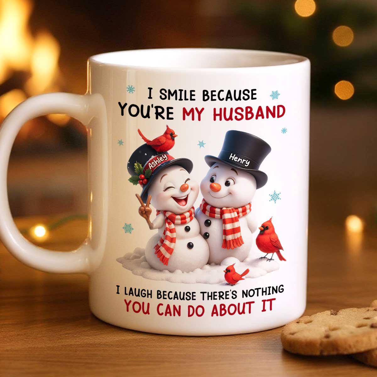 I Smile Because You're My Husband - Personalized Mug - Funny Christmas Gift for him, Gift for her