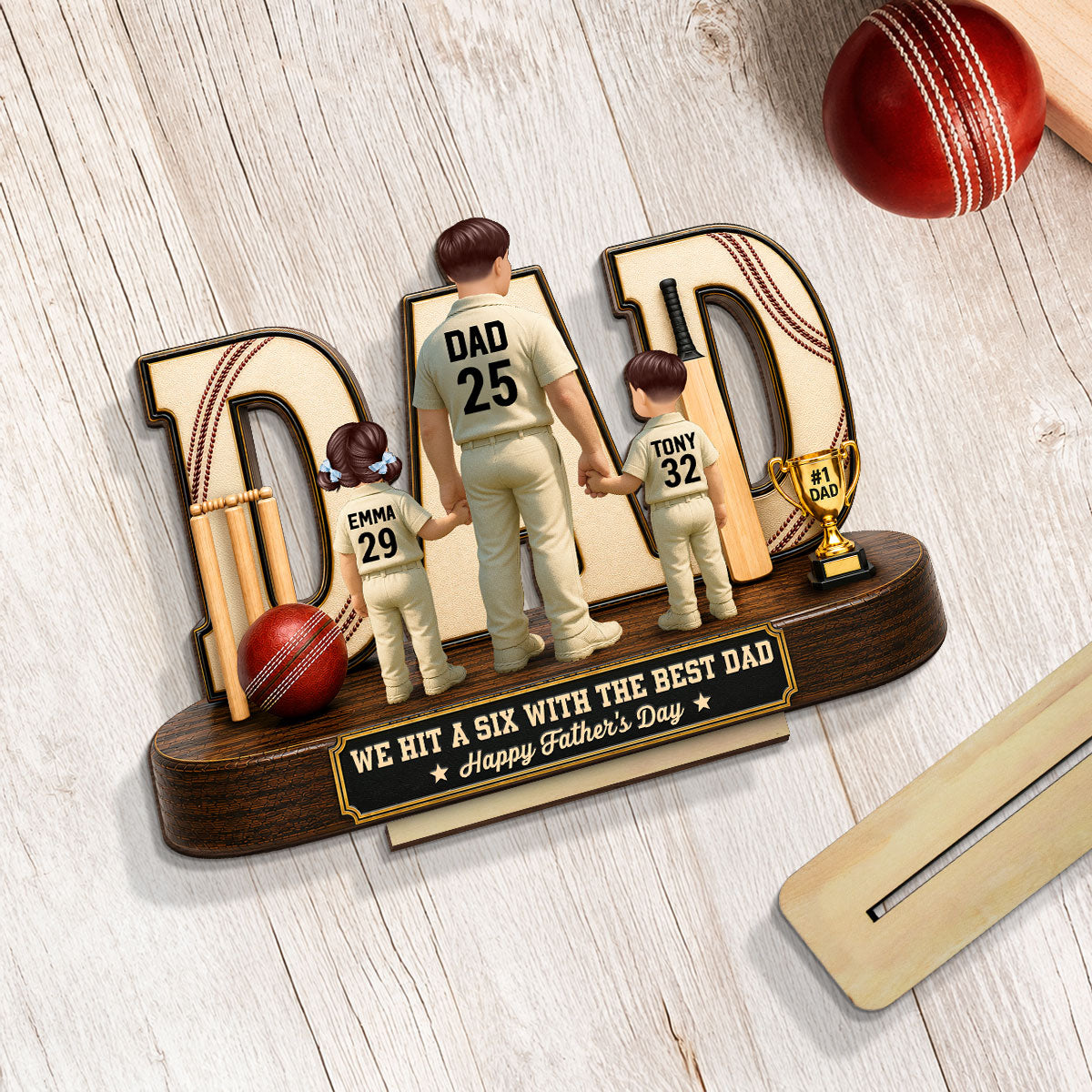 Cricket Dad Legend Hit A Six With The Best Dad - Personalized 2-Layered Wooden Plaque -  Gift For Dad, Husband, Cricket Lovers