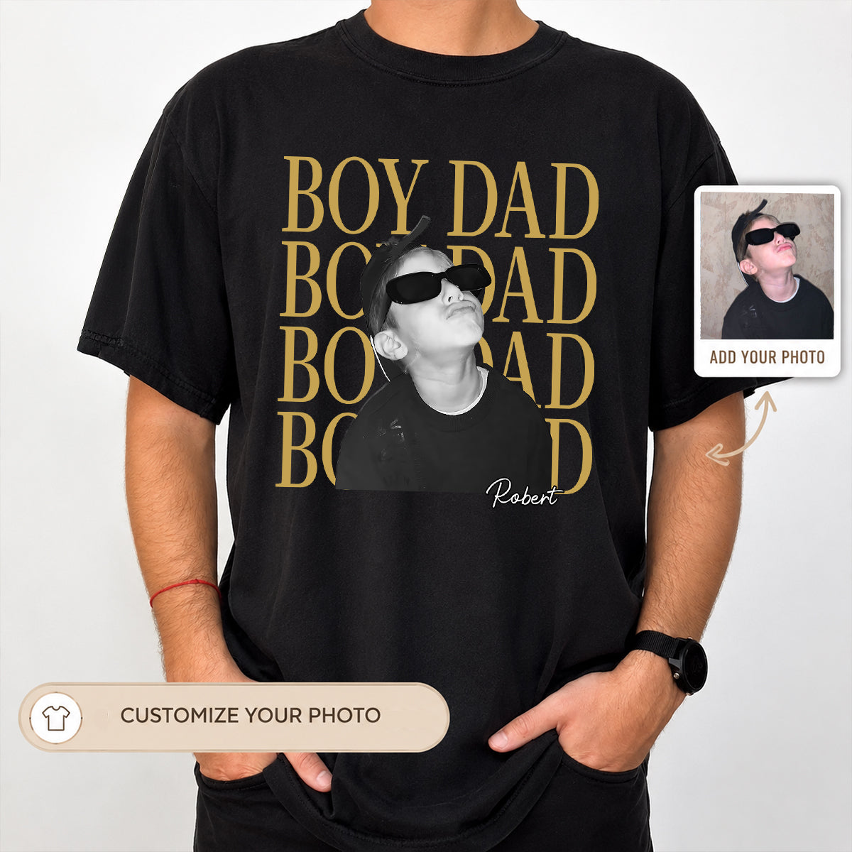 Personalized Vintage Photo Girl Dad Boy Dad - Personalized Shirt - Father's Day Gift for Dad, Husband