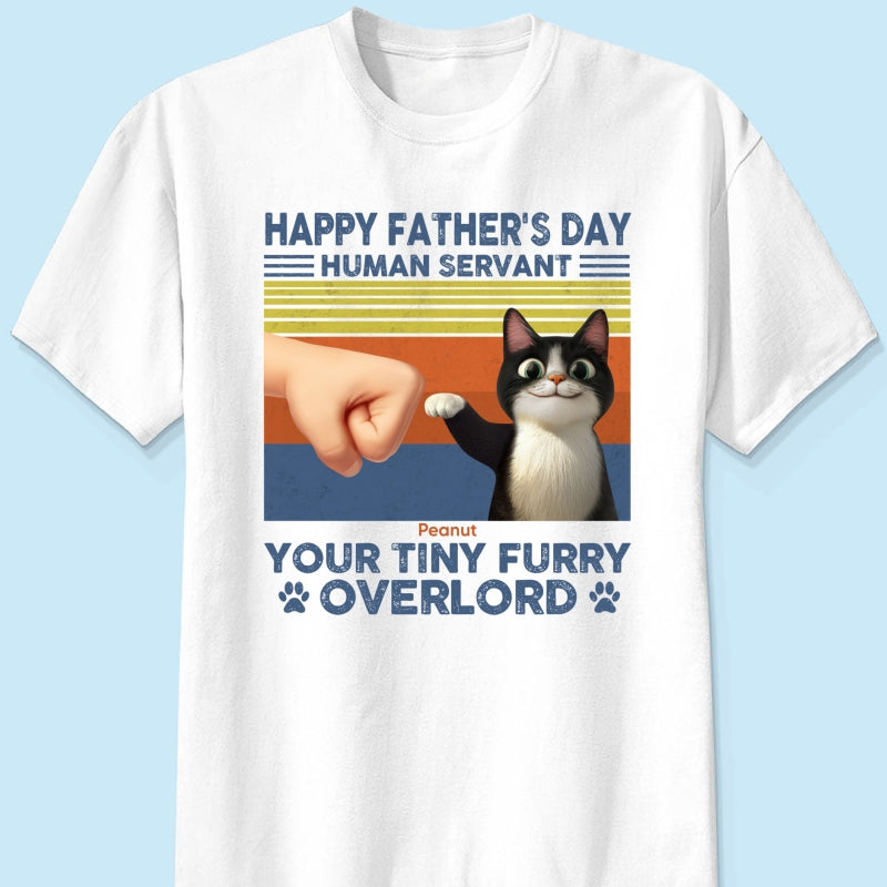 Happy Father's Day Human Servant Cat Dad, Funny Cute Cartoon Cats Personalized Shirt