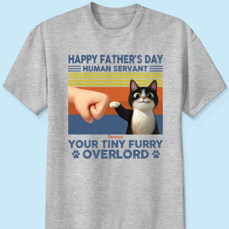Happy Father's Day Human Servant Cat Dad, Funny Cute Cartoon Cats Personalized Shirt