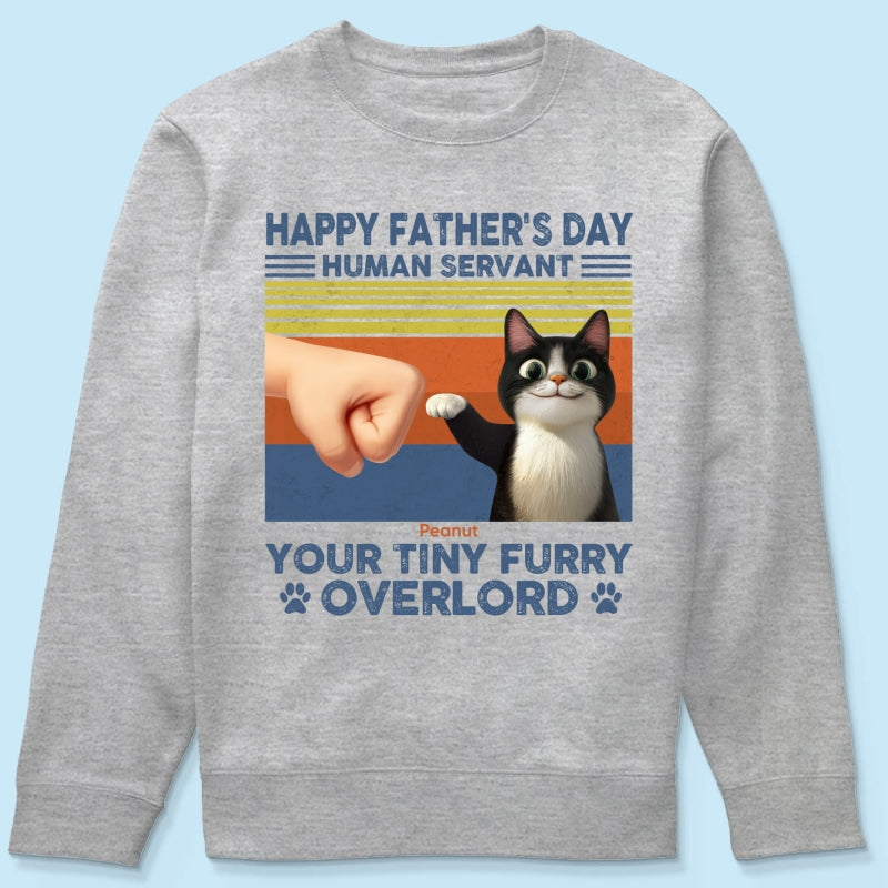 Happy Father's Day Human Servant Cat Dad, Funny Cute Cartoon Cats Personalized Shirt