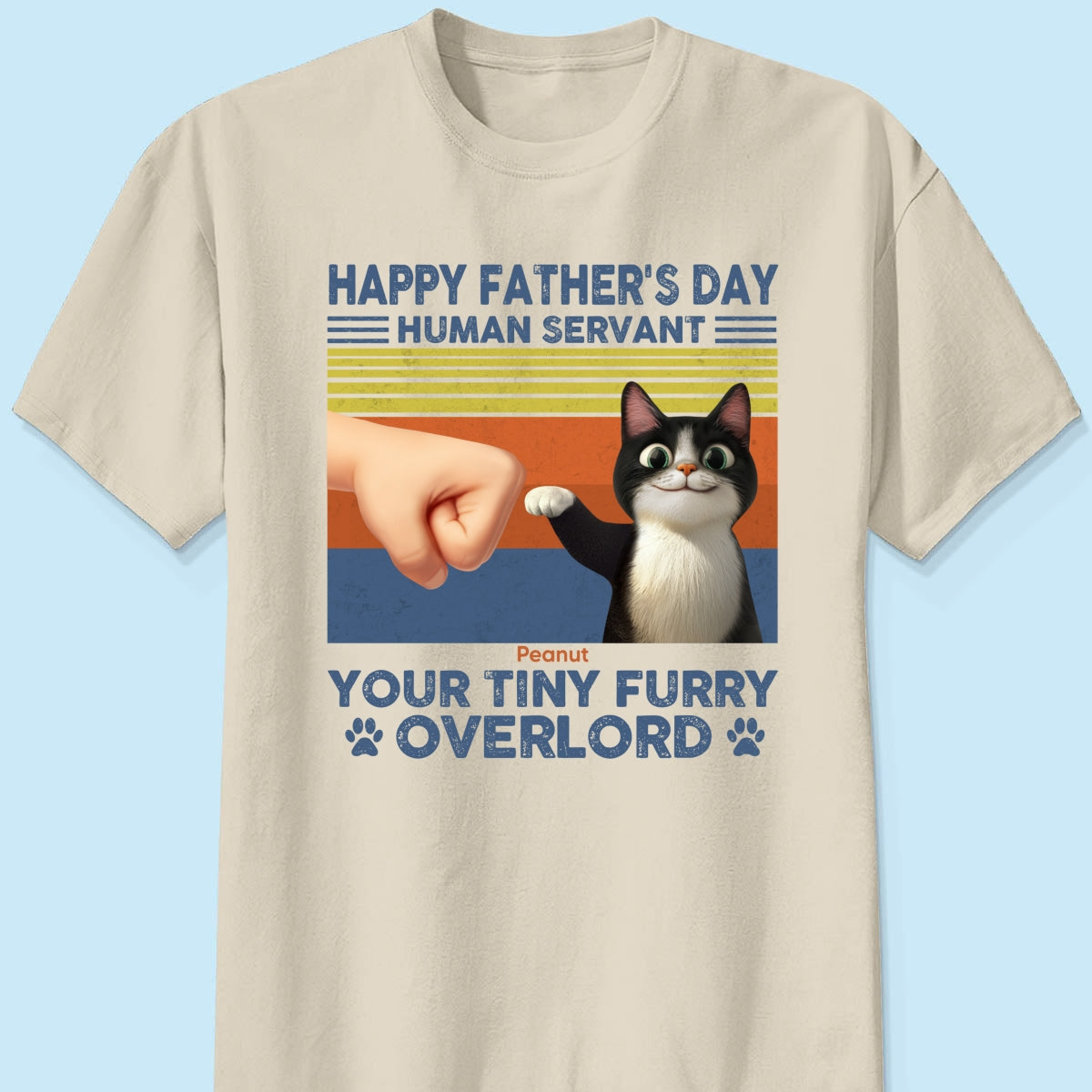 Happy Father's Day Human Servant Cat Dad, Funny Cute Cartoon Cats Personalized Shirt