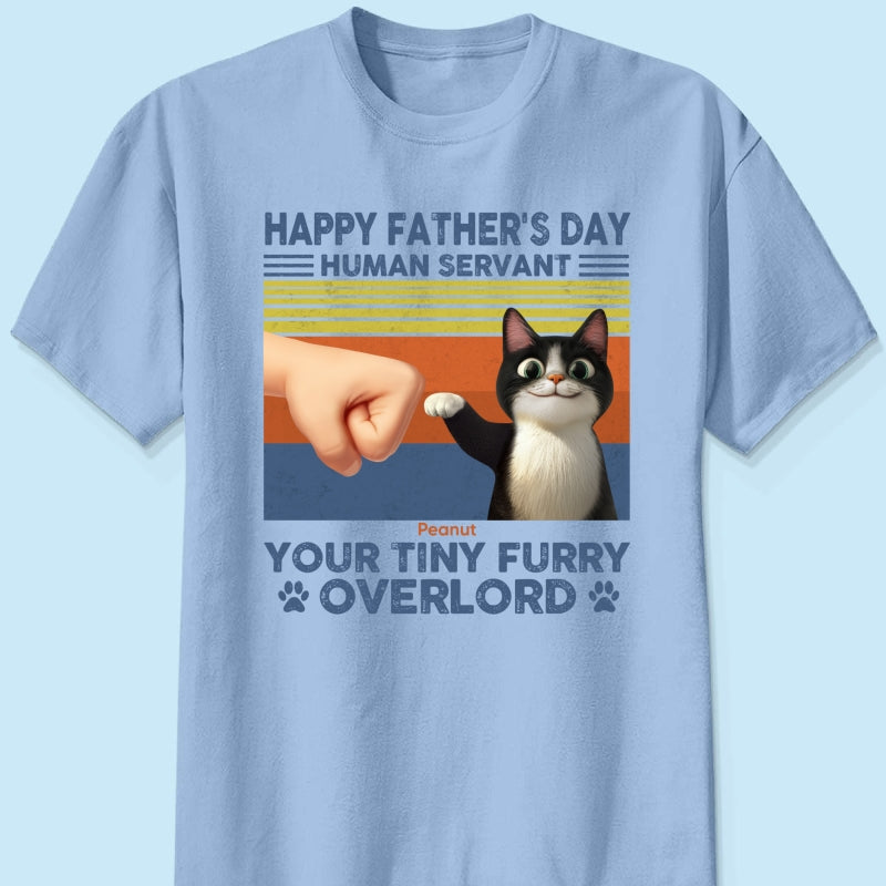 Happy Father's Day Human Servant Cat Dad, Funny Cute Cartoon Cats Personalized Shirt