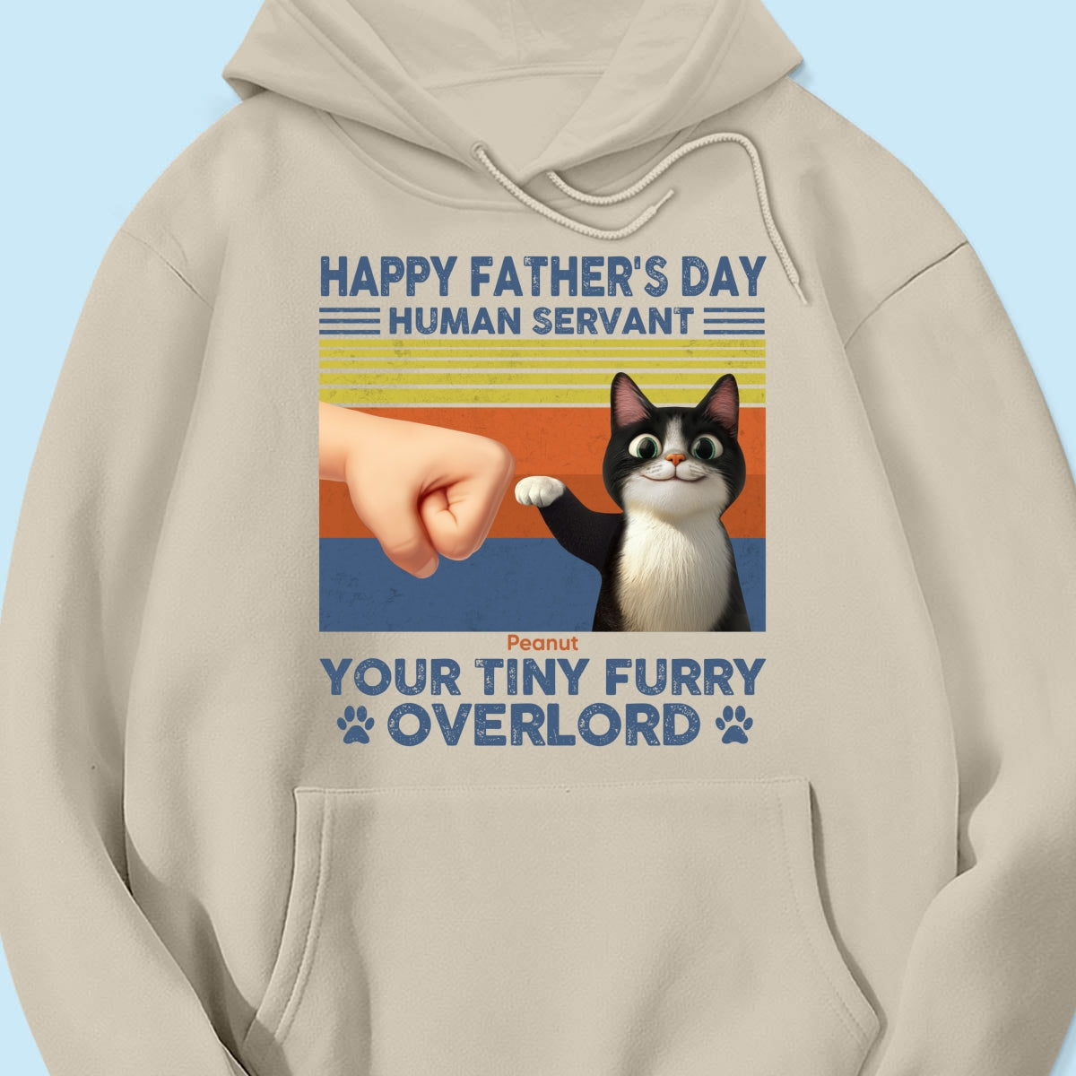 Happy Father's Day Human Servant Cat Dad, Funny Cute Cartoon Cats Personalized Shirt