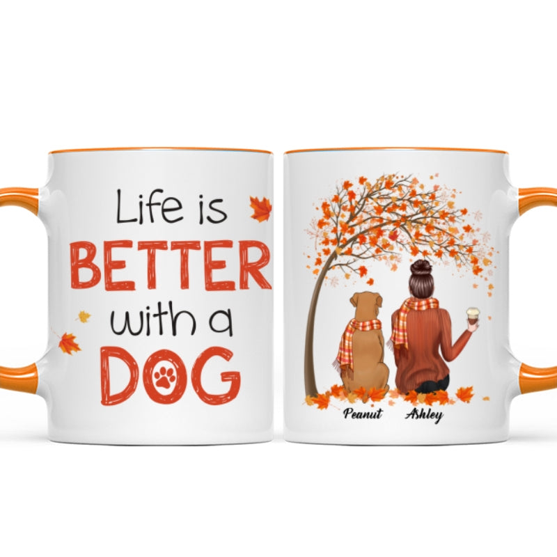 Fall Season Life Is Better With Dogs Personalized Dog Coffee Mug
