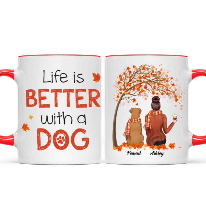 Fall Season Life Is Better With Dogs Personalized Dog Coffee Mug