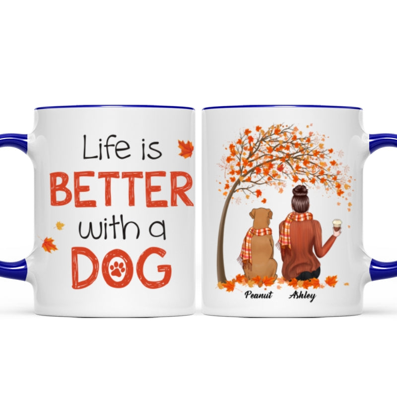 Fall Season Life Is Better With Dogs Personalized Dog Coffee Mug
