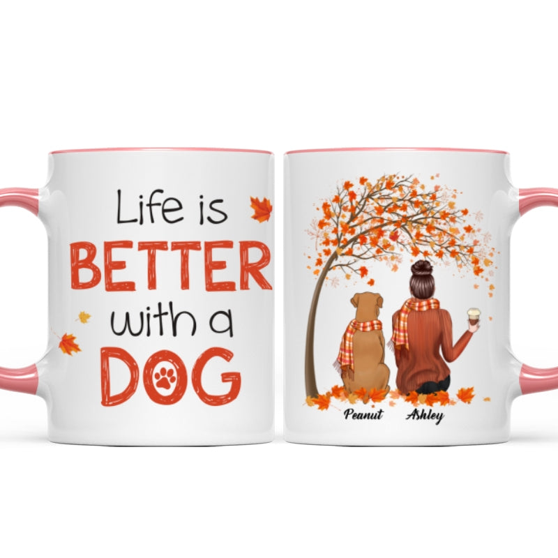 Fall Season Life Is Better With Dogs Personalized Dog Coffee Mug