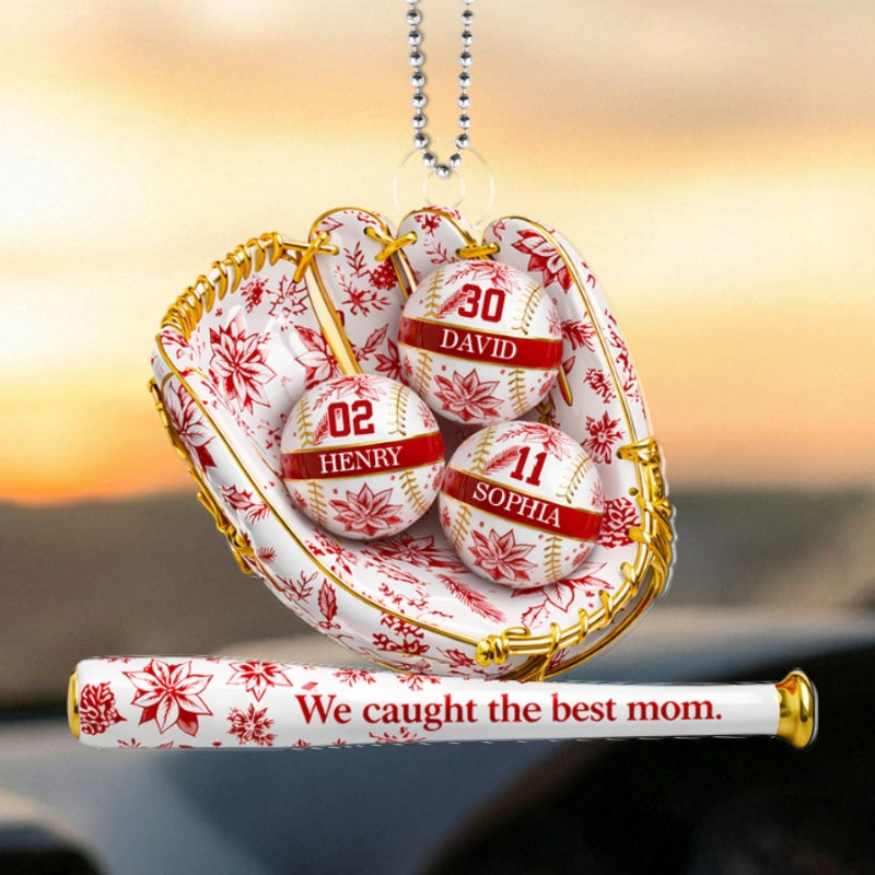 We Caught the Best Mom Toile De Jouy Pattern - Personalized Acrylic Car Hanger - Mother's Day Gift for Mom, Wife