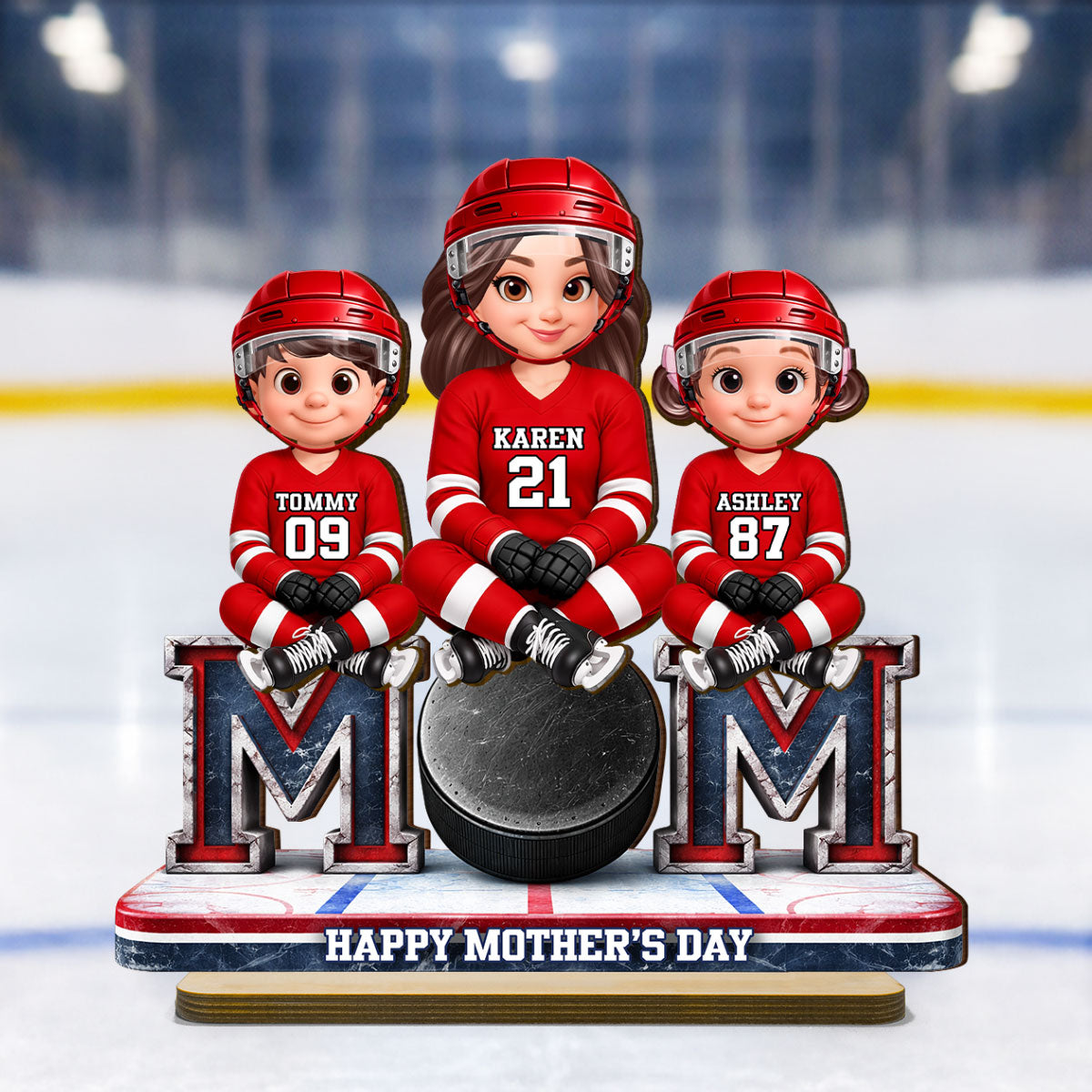 Best Hockey Mom Ever - Personalized 2-Layered Wooden Plaque - Mother's Day Gift For Hockey Mom