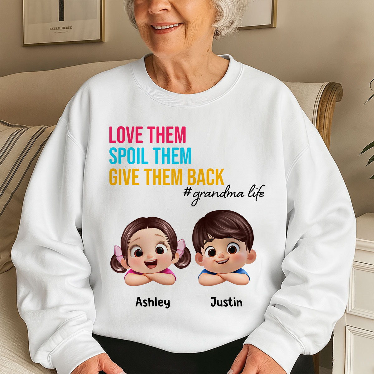 Love Them Spoil Them Give Them Back - Personalized Shirt - Gift for Grandma