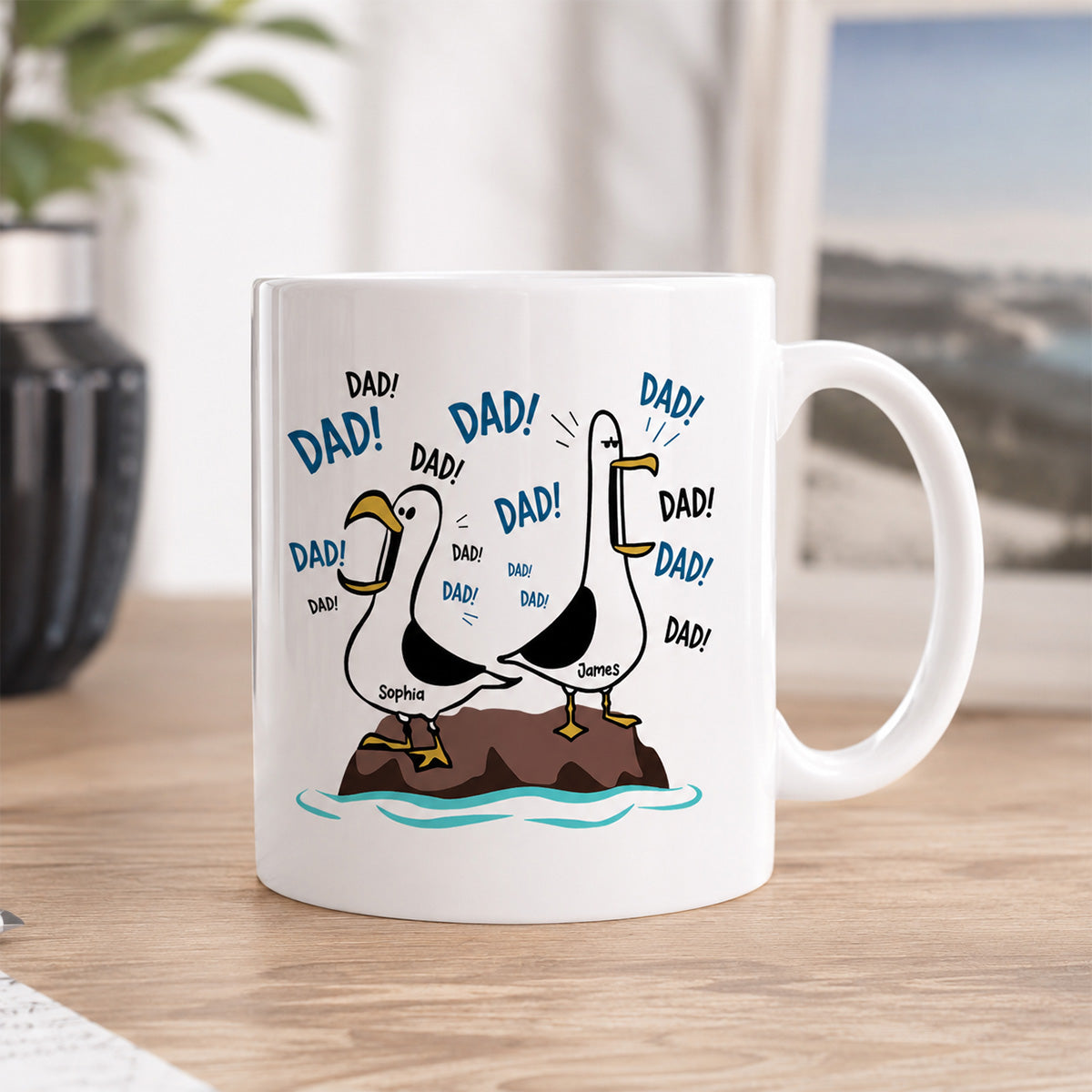 Seagull Dad! Dad! Dad! - Personalized Mug - Funny Father's Day Gift For Dad, Husband
