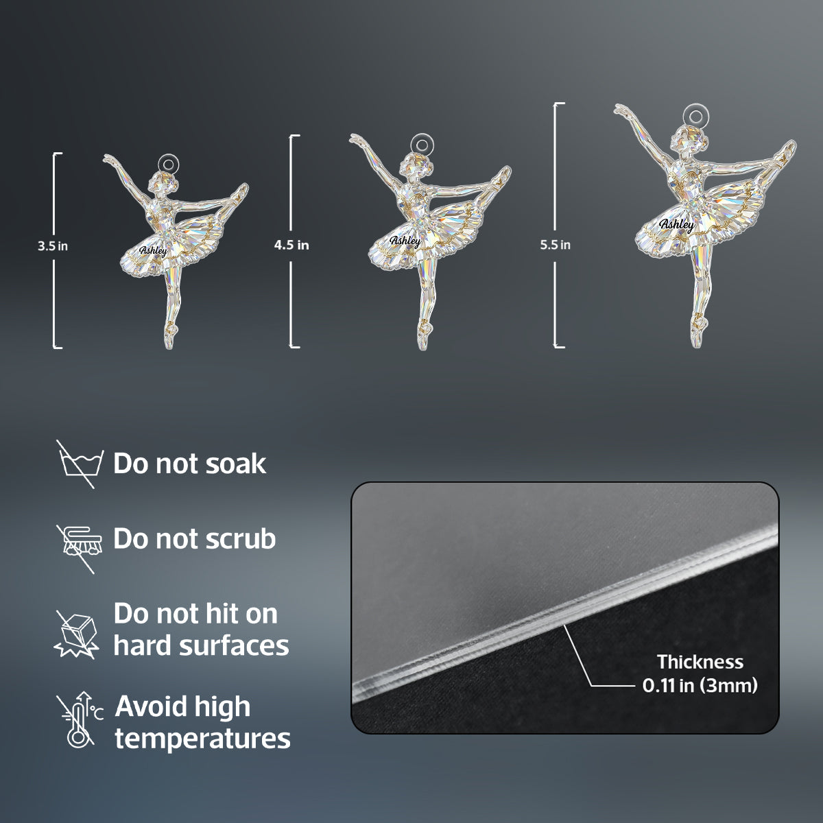 Ballet Girl Crystal Effect - Personalized Acrylic Ornament - Unique Christmas Gift For Daughter, Granddaughter, Kid