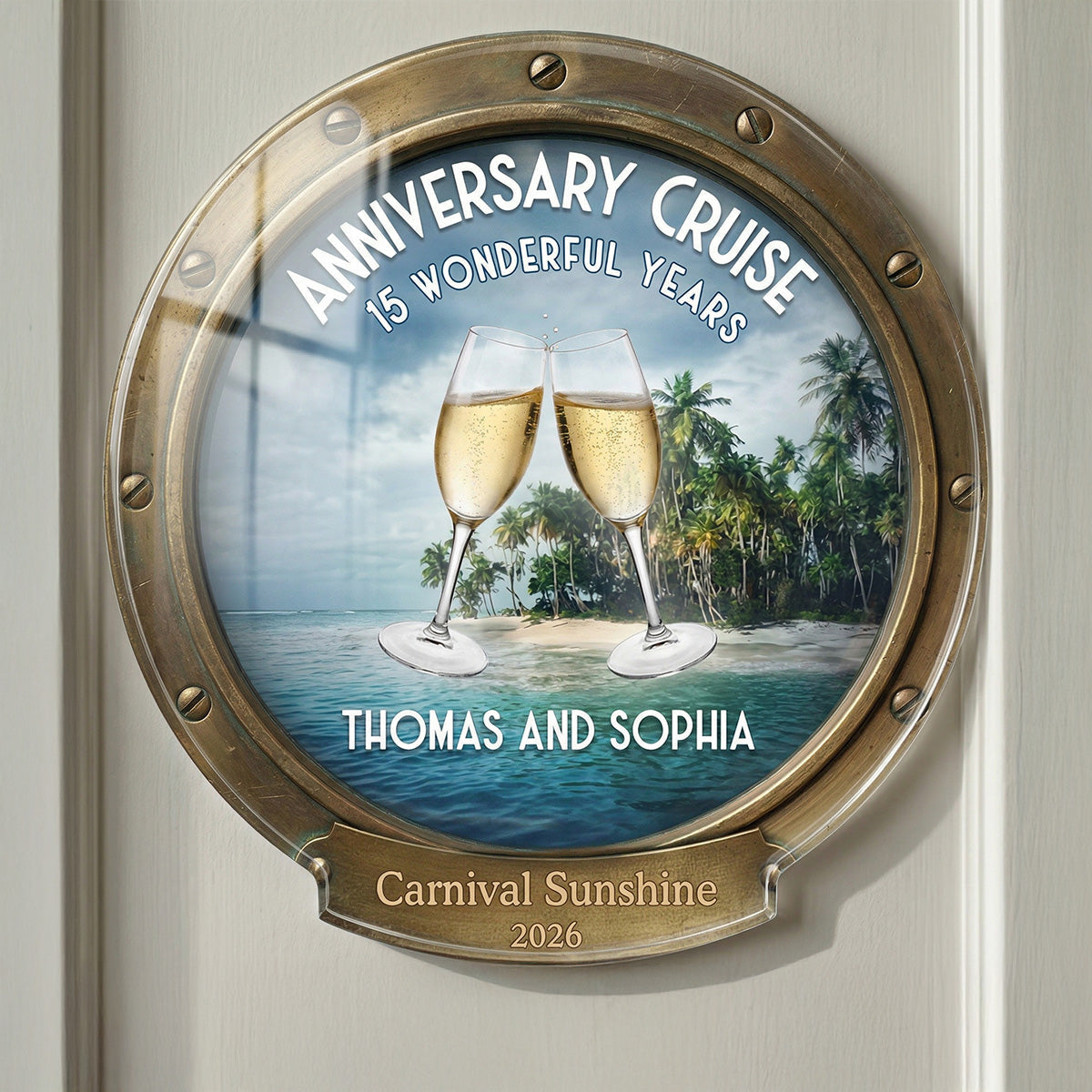 Anniversary Cruise Couple Name - Personalized Cruise Cabin Door Magnet - Anniversary Cruise
