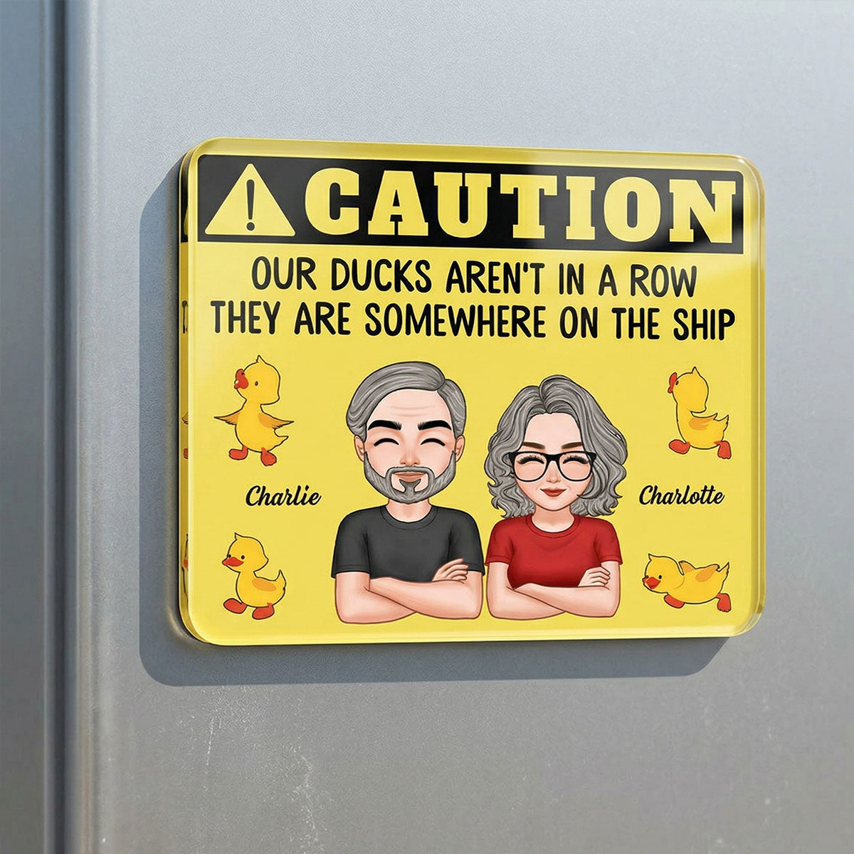 Caution My Ducks Somewhere On The Ship - Personalized Cruise Ship Door Magnet - Cruise Ship Door Decorations