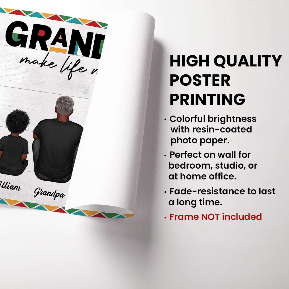 Tribal Pattern Grandkids Make Life Grand - Personalized Poster - Gift For National Grandparents Day