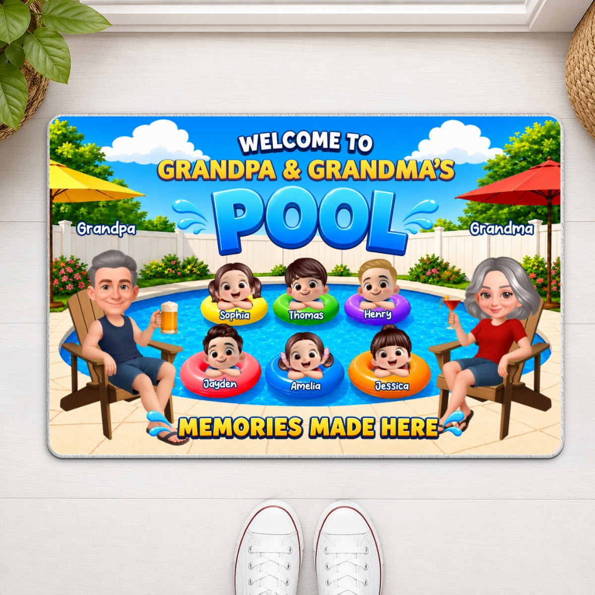 Welcome To Grandma Grandpa Pool Summer - Personalized Doormat - Gift For Grandparents, Summer Decoration
