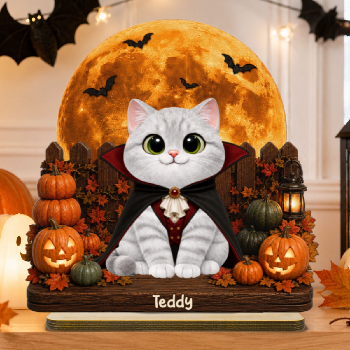 Trending Spooky Cats - Personalized 2-Layer Wooden Plaque - Halloween Gift For Cat Lovers