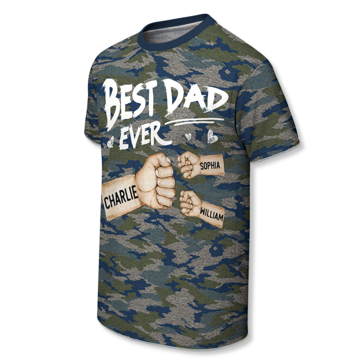 Best Dad Ever Fist Bump Camo Pattern - Personalized Shirt - Father's Day Gift For Husband, Dad, Grandpa