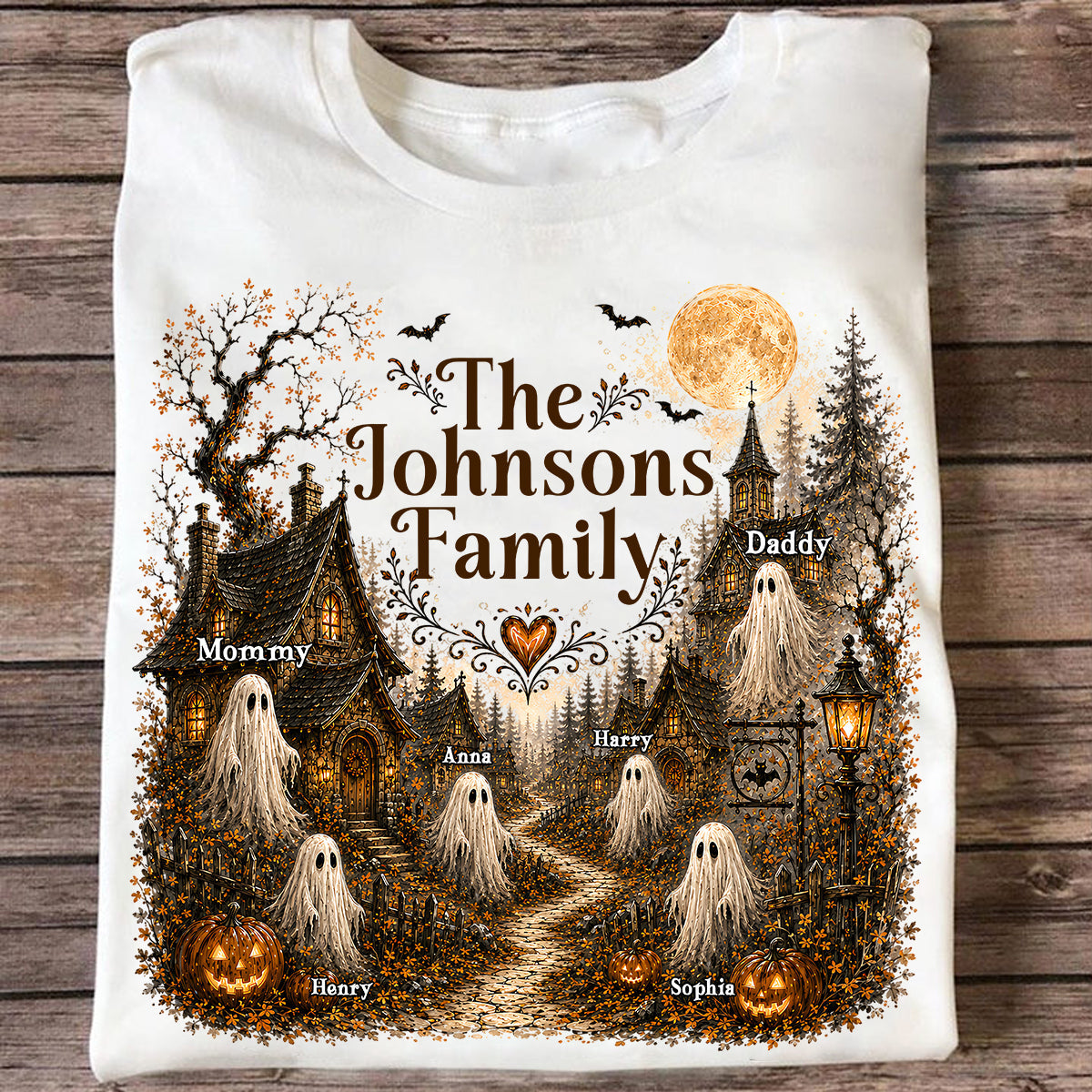 Cozy Haunted Village Halloween Family - Personalized Shirt - Halloween Gift For Family