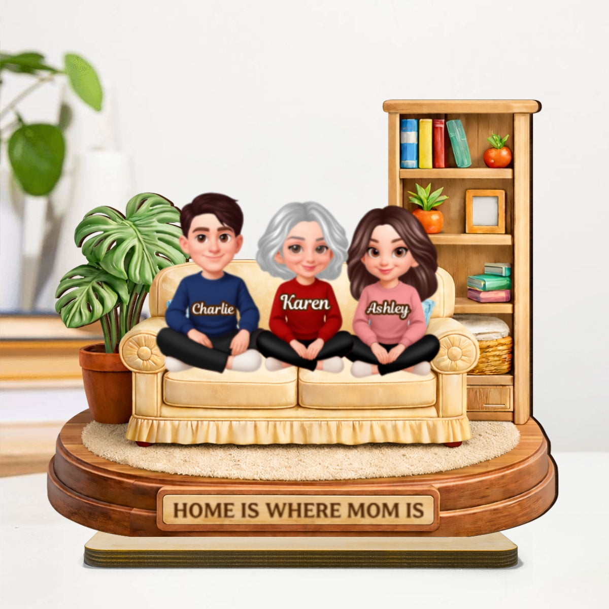 Home Is Where Mom Is - Personalized 2-Layered Wooden Plaque - Gift For Mom