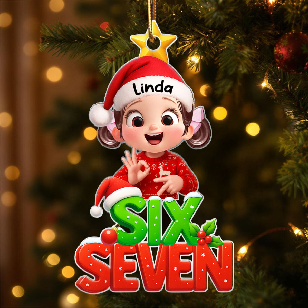 Funny Custom Six Seven 67 - Personalized Acrylic Ornament - Teen Slang Funny Tree Decor, Funny Teen Grandkid Gift